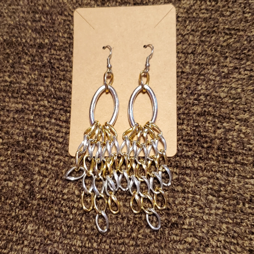 Vintage Silver & Gold Colored Dangle Earrings